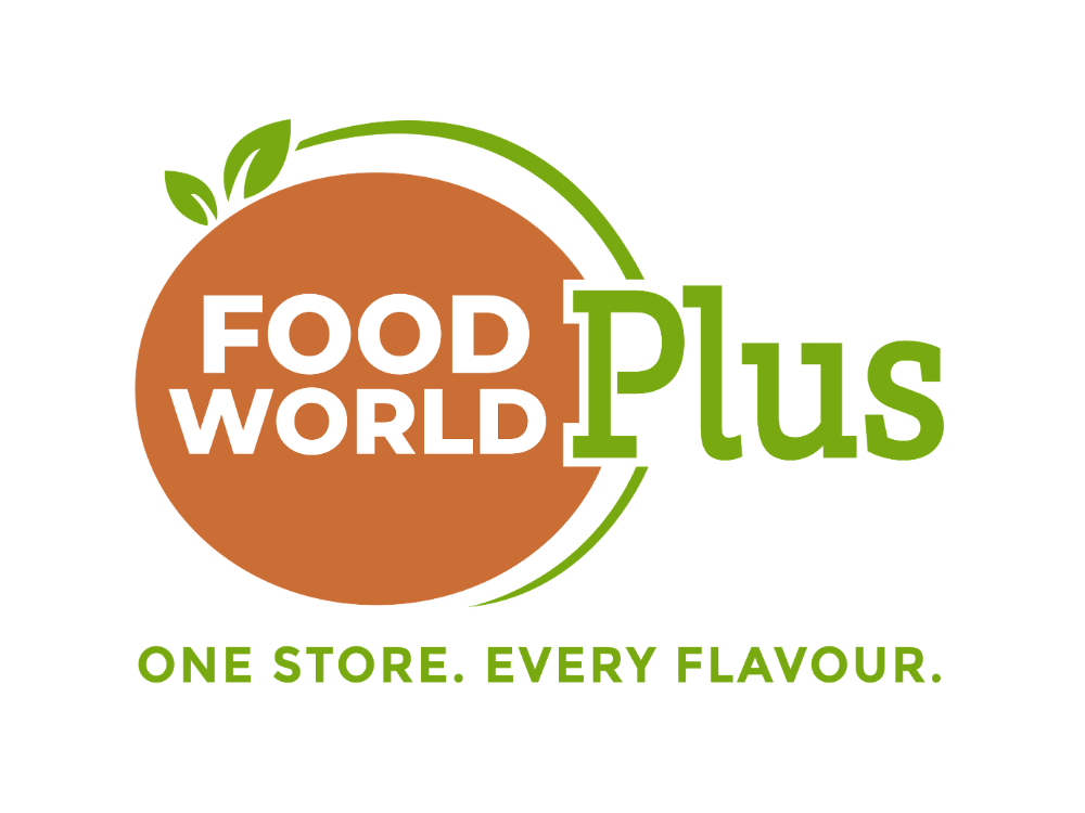 Logo for Food World Plus Grocery Store.